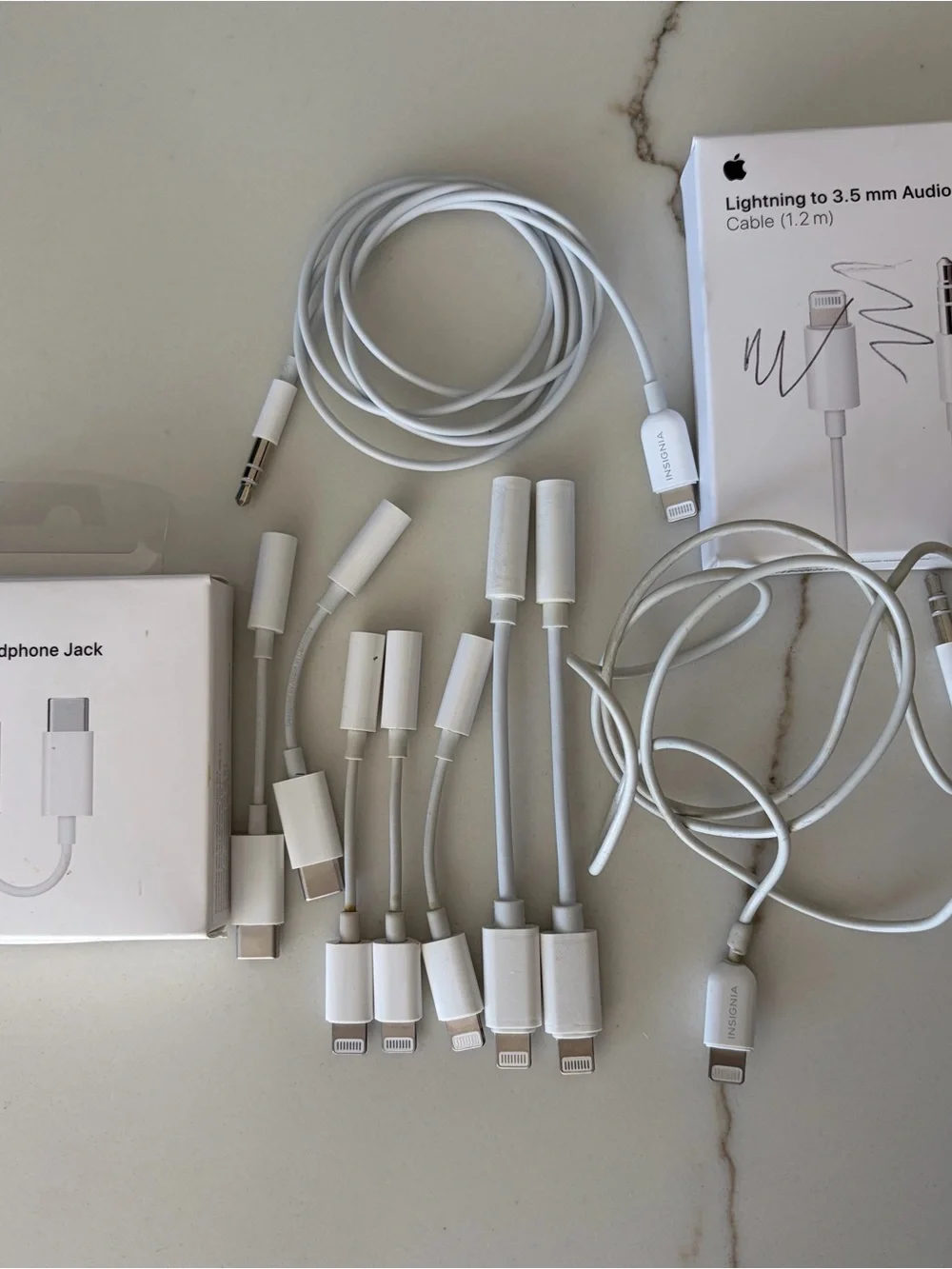 Apple White Lightning, USB-C and 3.5mm Adapter Cable Bundle
